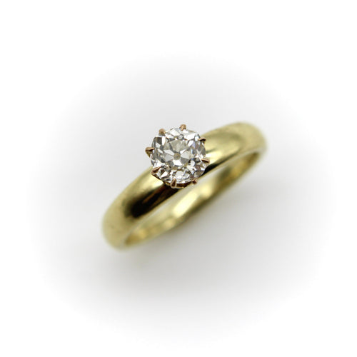 Bague 55 Bague de fiançailles en or 18K et diamant taille ancienne 0,90 ct 58 Facettes