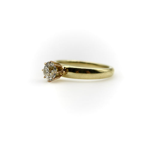 Bague 55 Bague de fiançailles en or 18K et diamant taille ancienne 0,90 ct 58 Facettes