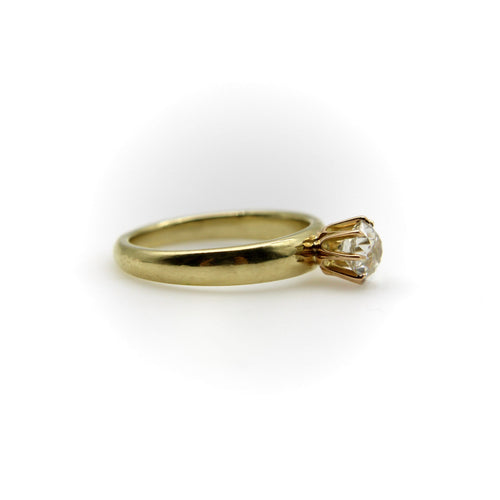 Bague 55 Bague de fiançailles en or 18K et diamant taille ancienne 0,90 ct 58 Facettes