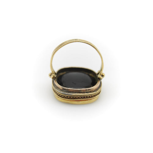 Bague 52 Georgian - Bague intaille Tassie en or 18K et verre rouge 58 Facettes