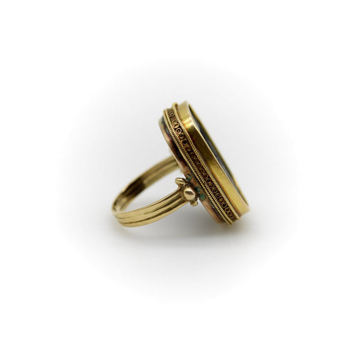 Bague 52 Georgian - Bague intaille Tassie en or 18K et verre rouge 58 Facettes