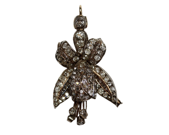 Pendentif Pendentif et broche fleur en or rose et diamants 58 Facettes A11746
