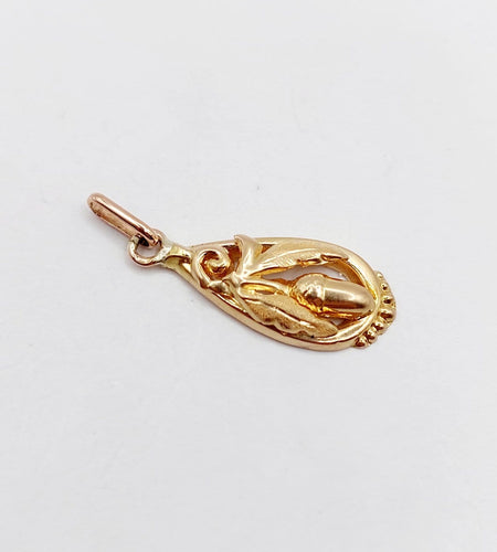 Pendentif Pendentif victorien en or rose 18k, fleur finement ciselée 58 Facettes A07111