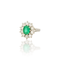 Bague 53 Bague cluster vintage avec émeraude ovale et diamants 58 Facettes