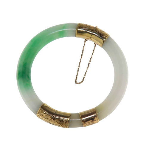 Bracelet Bracelet rigide en or jaune 14 ct et jadéite 58 Facettes G3943