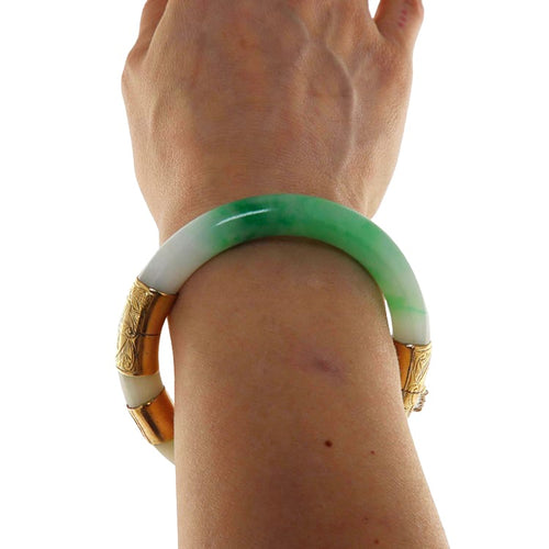 Bracelet Bracelet rigide en or jaune 14 ct et jadéite 58 Facettes G3943