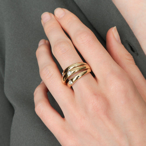 Bague 52 Trois Anneaux - Bague en or jaune et diamants 58 Facettes BO/220022 RIV