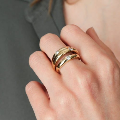 Bague 52 Trois Anneaux - Bague en or jaune et diamants 58 Facettes BO/220022 RIV