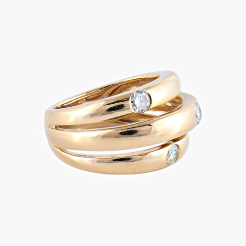Bague 52 Trois Anneaux - Bague en or jaune et diamants 58 Facettes BO/220022 RIV