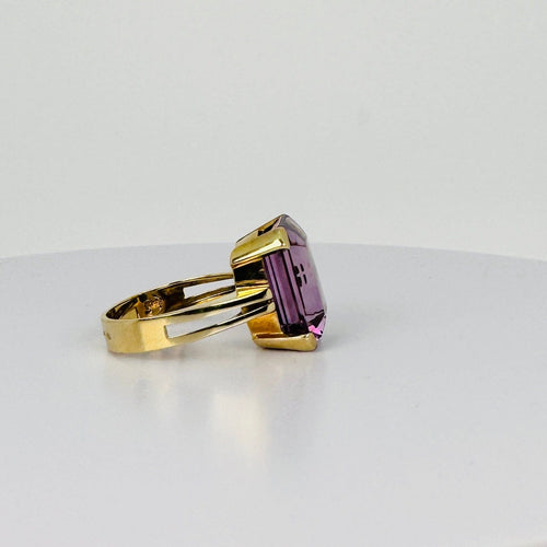 Bague 54 Bague vintage en or jaune 14 ct et améthyste 58 Facettes 2603019