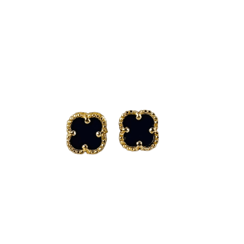 Boucles d'oreilles Boucles d'oreilles trèfles en or jaune et lapis-lazuli 58 Facettes 2602096