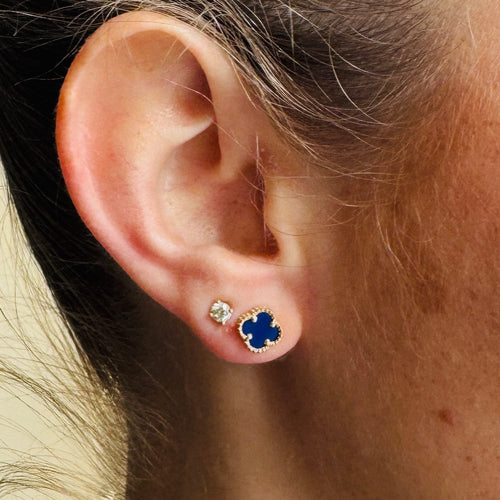 Boucles d'oreilles Boucles d'oreilles trèfles en or jaune et lapis-lazuli 58 Facettes 2602096