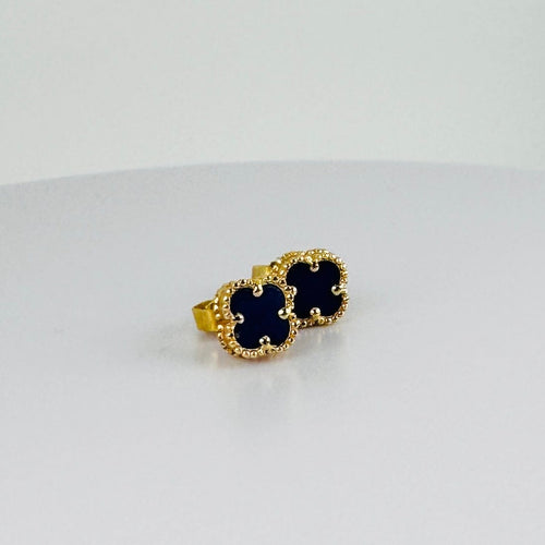 Boucles d'oreilles Boucles d'oreilles trèfles en or jaune et lapis-lazuli 58 Facettes 2602096