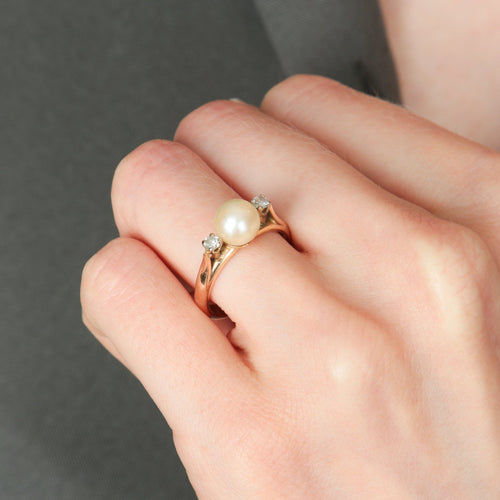 Bague 52 Taylor - Bague en or jaune 18 carats perle et diamants 58 Facettes BO/220041 STA