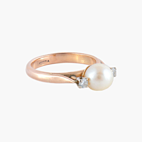 Bague 52 Taylor - Bague en or jaune 18 carats perle et diamants 58 Facettes BO/220041 STA