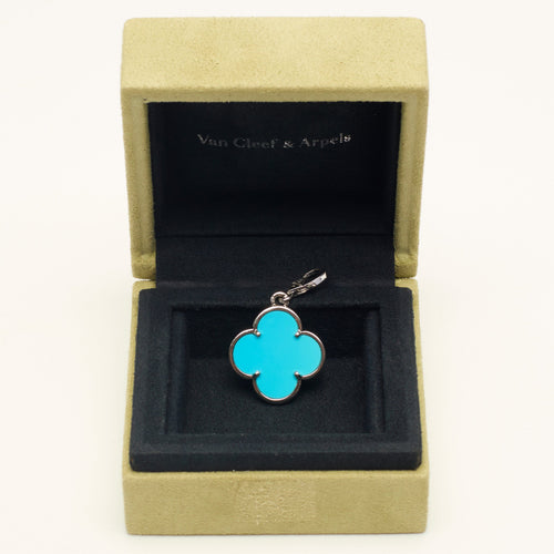 Van Cleef & Arpels Magic Alhambra - Pendentif en or blanc et turquoise 58 Facettes