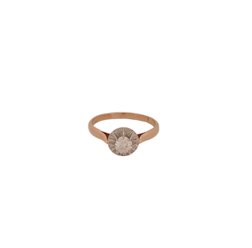 Bague 57.5 Bague en or jaune et blanc avec brillant 58 Facettes 2504810