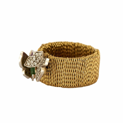 Bague 53 Bague Butterfly en or jaune et diamants, rubis, saphir, émeraude 58 Facettes BO/230098