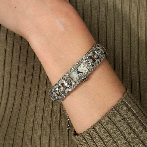 Montre Montre Art Déco en platine et diamants 58 Facettes BO/220101