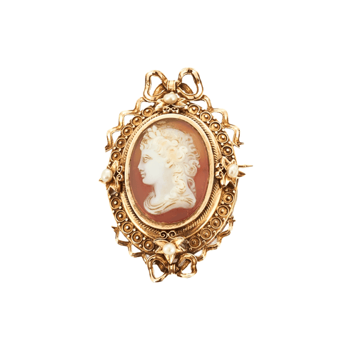 Pendentif Broche-pendentif camée sur agate en or jaune 58 Facettes BO/230041/