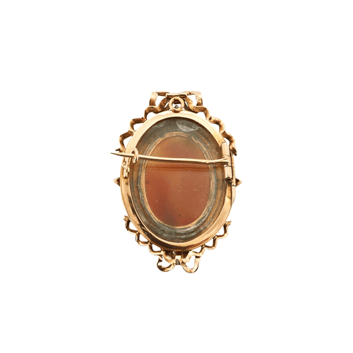 Pendentif Broche-pendentif camée sur agate en or jaune 58 Facettes BO/230041/