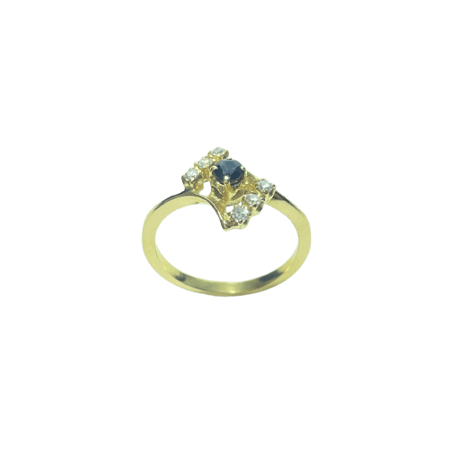 Bague en or jaune 18 carats avec saphir et diamants 58 Facettes 260154
