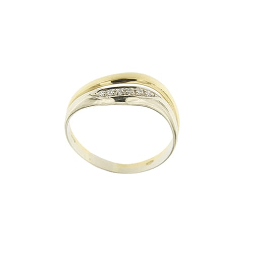 Bague double anneau en or jaune, or blanc et diamants 58 Facettes 39837