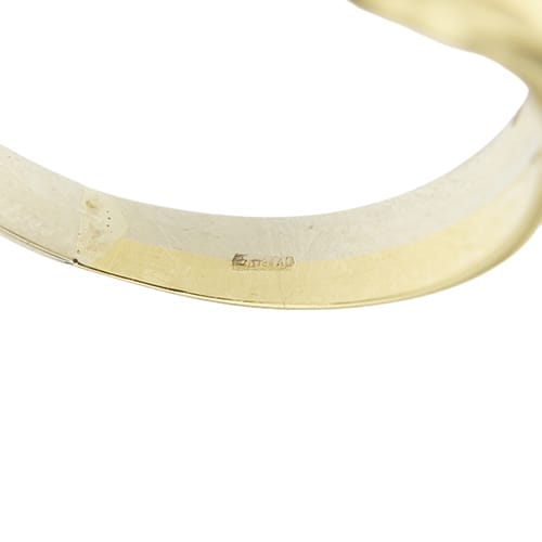 Bague double anneau en or jaune, or blanc et diamants 58 Facettes 39837