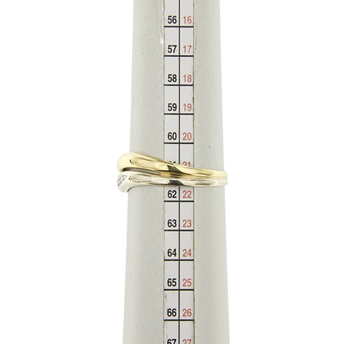 Bague double anneau en or jaune, or blanc et diamants 58 Facettes 39837