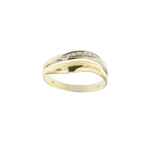 Bague double anneau en or jaune, or blanc et diamants 58 Facettes 39837