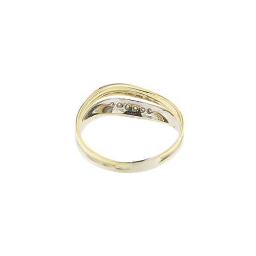 Bague double anneau en or jaune, or blanc et diamants 58 Facettes 39837