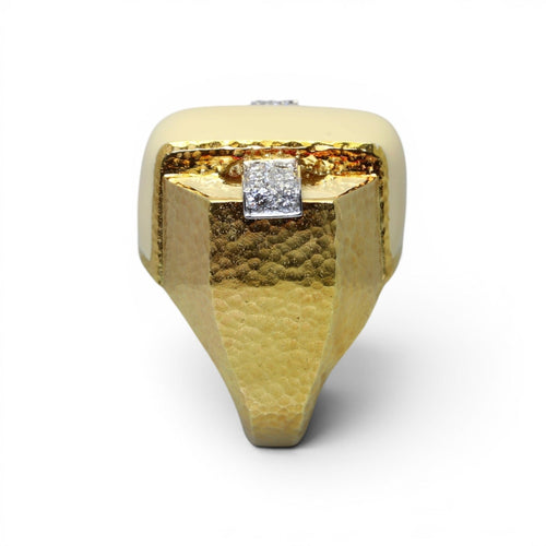 Bague 52 David Webb - Bague pavée en or jaune, diamants et émail 58 Facettes