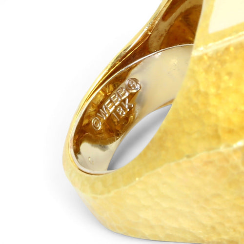 Bague 52 David Webb - Bague pavée en or jaune, diamants et émail 58 Facettes