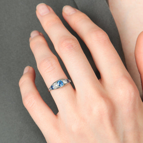 Bague 47.5 Songe - Bague Art déco en or blanc saphirs et diamants 58 Facettes BO/220030 RIV