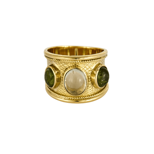 Bague 57 Bague jonc en or jaune 18 carats et pierres de couleur 58 Facettes BO/240024//