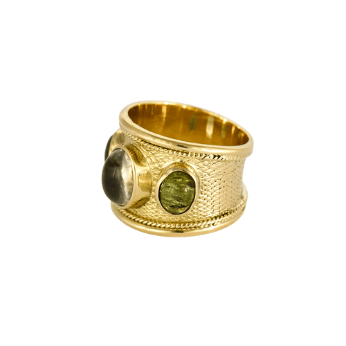 Bague 57 Bague jonc en or jaune 18 carats et pierres de couleur 58 Facettes BO/240024//