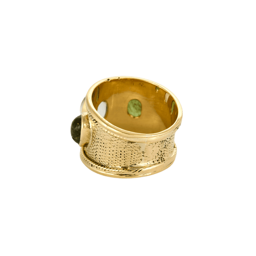 Bague 57 Bague jonc en or jaune 18 carats et pierres de couleur 58 Facettes BO/240024//