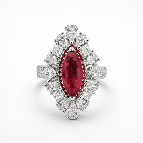Bague-pendentif en or 18 carats, diamants et rubis 58 Facettes trs