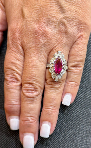 Bague-pendentif en or 18 carats, diamants et rubis 58 Facettes trs