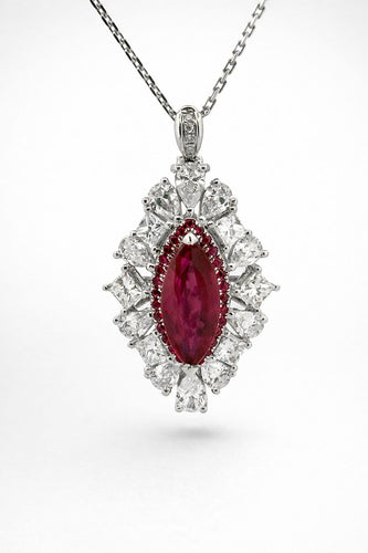 Bague-pendentif en or 18 carats, diamants et rubis 58 Facettes trs