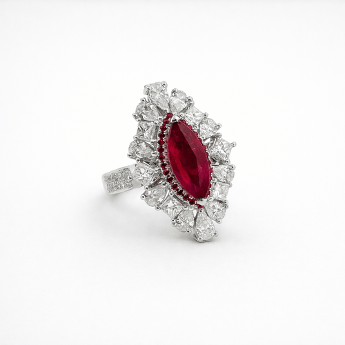 Bague-pendentif en or 18 carats, diamants et rubis 58 Facettes trs