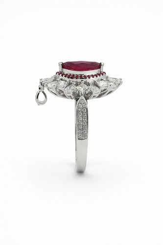 Bague-pendentif en or 18 carats, diamants et rubis 58 Facettes trs