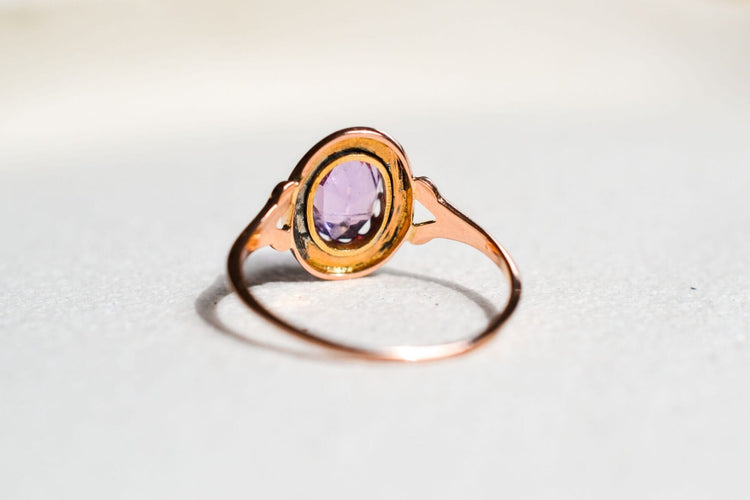Bague 55 Bague améthyste en or rose 18 carats 58 Facettes Ref3954