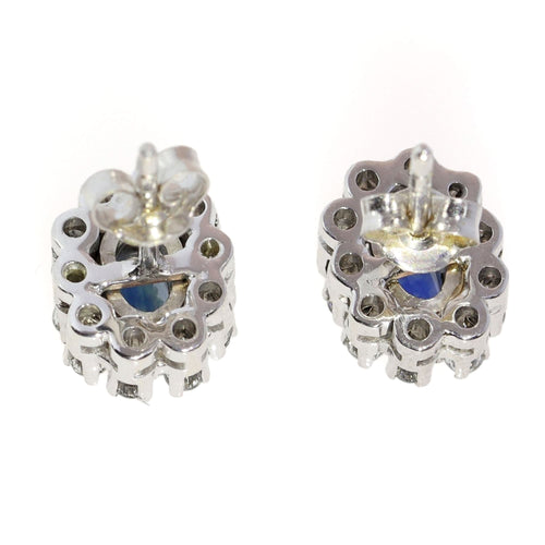 Boucles d'oreilles Boucles d’oreilles en or blanc 18k, saphirs et diamants 58 Facettes 60DECE08030D43909A592D01E333D86D