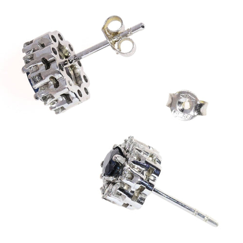 Boucles d'oreilles Boucles d’oreilles en or blanc 18k, saphirs et diamants 58 Facettes 60DECE08030D43909A592D01E333D86D