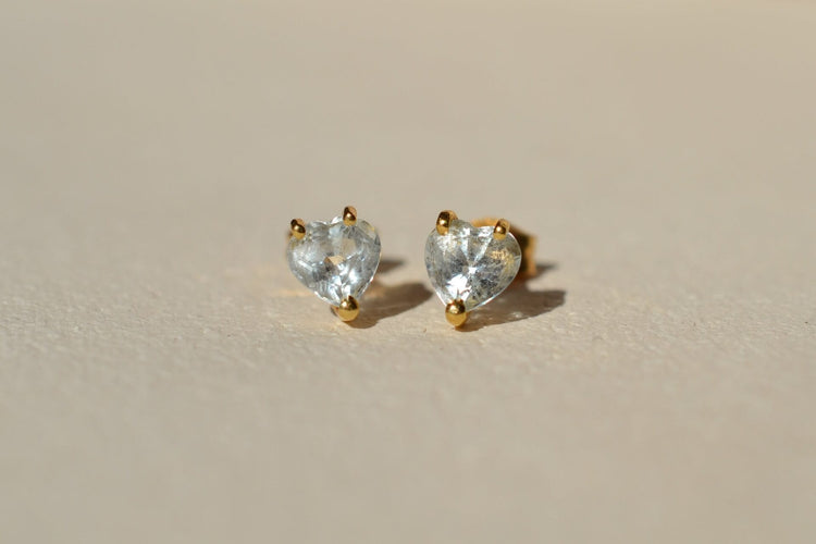 Boucles d'oreilles Boucles d'oreilles cœur en or jaune 18 carats et aigues-marines 58 Facettes 3941