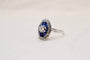Bague 51.5 Art déco - Bague octogonale en or blanc, diamants et saphirs 58 Facettes 3930