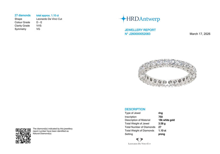 Bague LDV - Bague en or blanc 18k avec 27 diamants naturels 58 Facettes GLF4PLDVOB