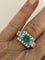 Bague 56 Bague en or gris 18k et platine, émeraude et diamants 58 Facettes LOT 7448