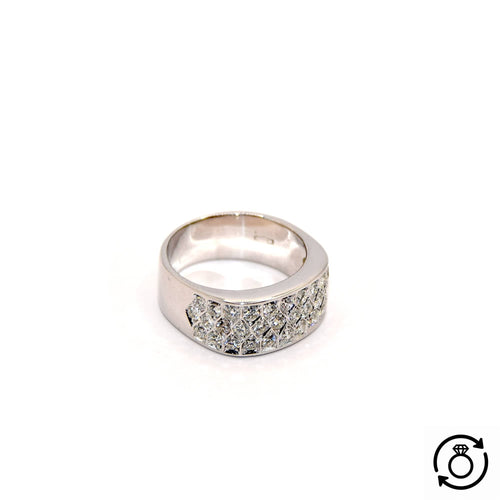 Bague 54 Bague bandeau en or blanc 18k pavée de diamants 58 Facettes 17R